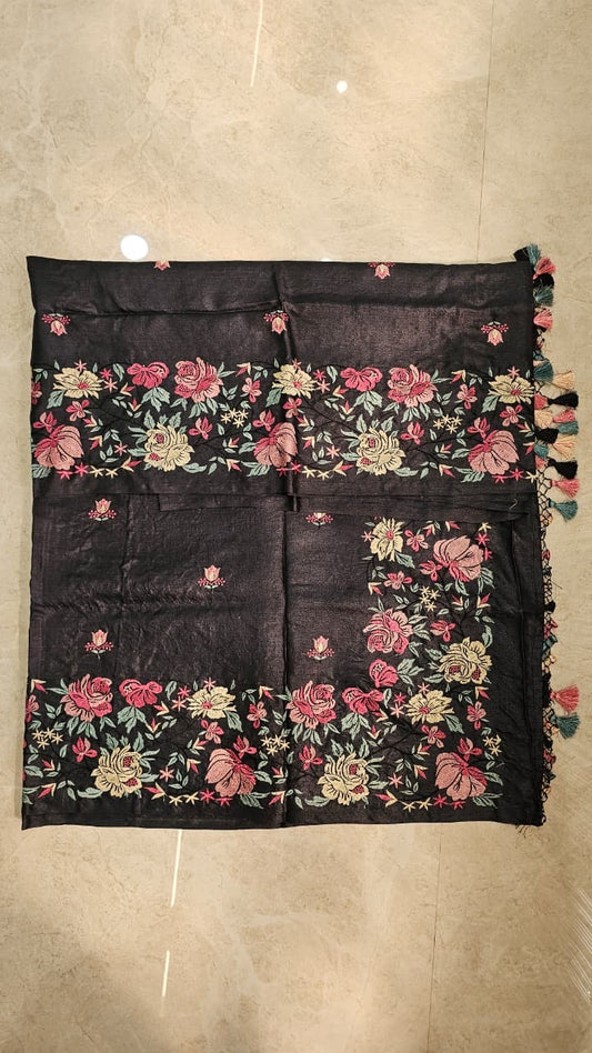 Floral saree tussar silk saree Indian sari blouse