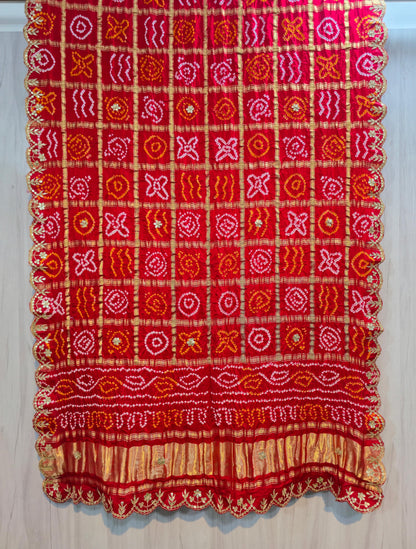 Red gharchola dupatta gottapatti work red dupatta
