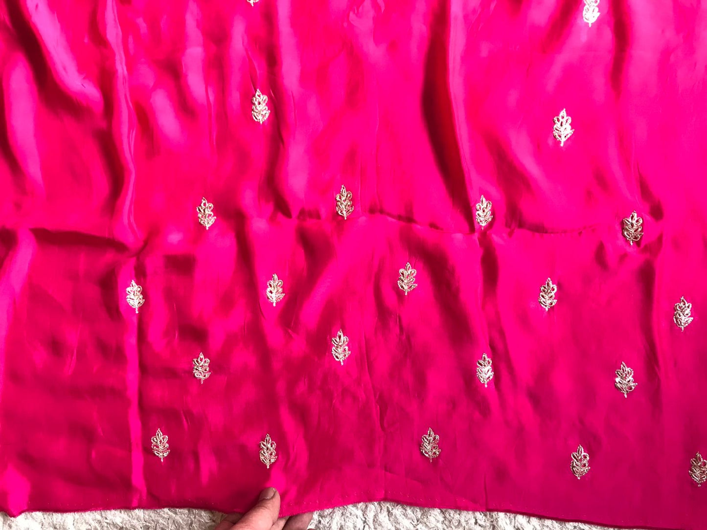 Pink premium satin silk embroidered sarees