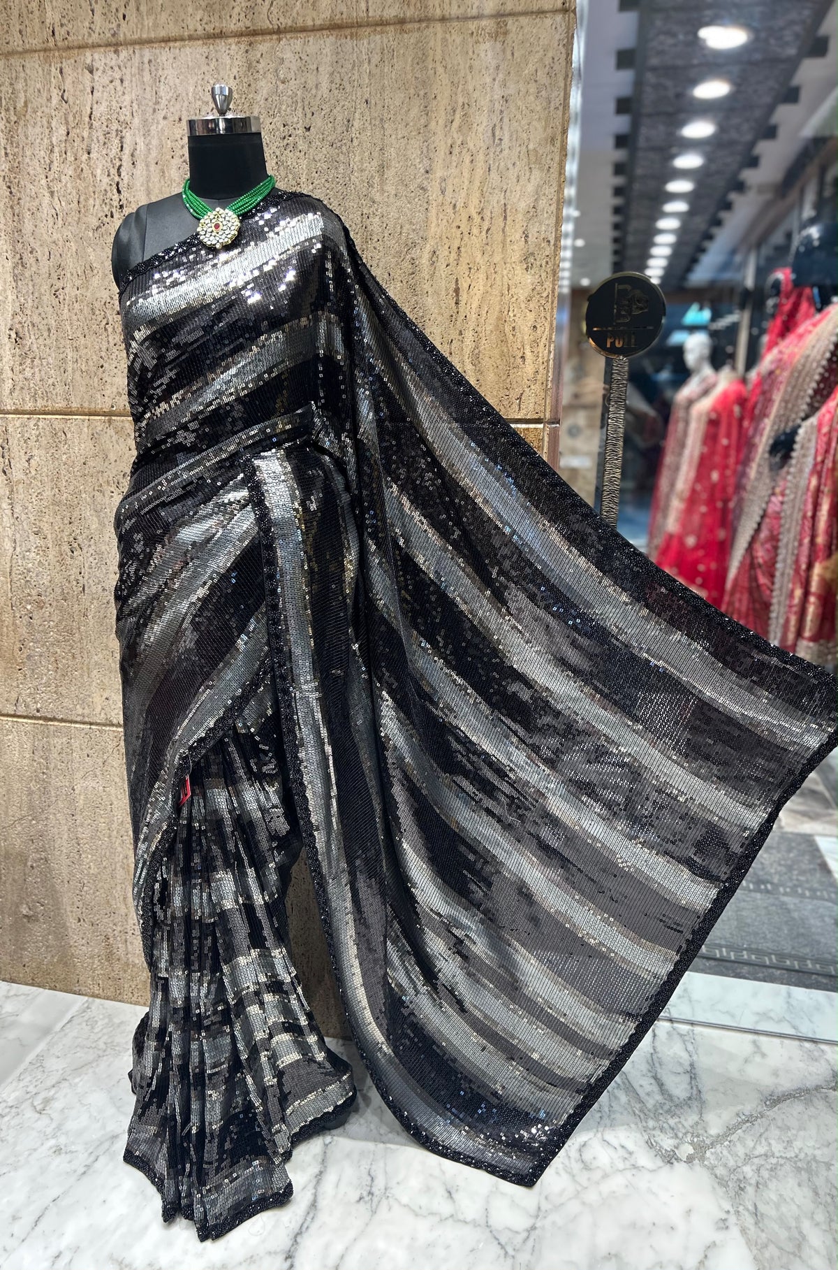Sequins designer saree bridesmaid sarees exclusive Partywear sari blouse