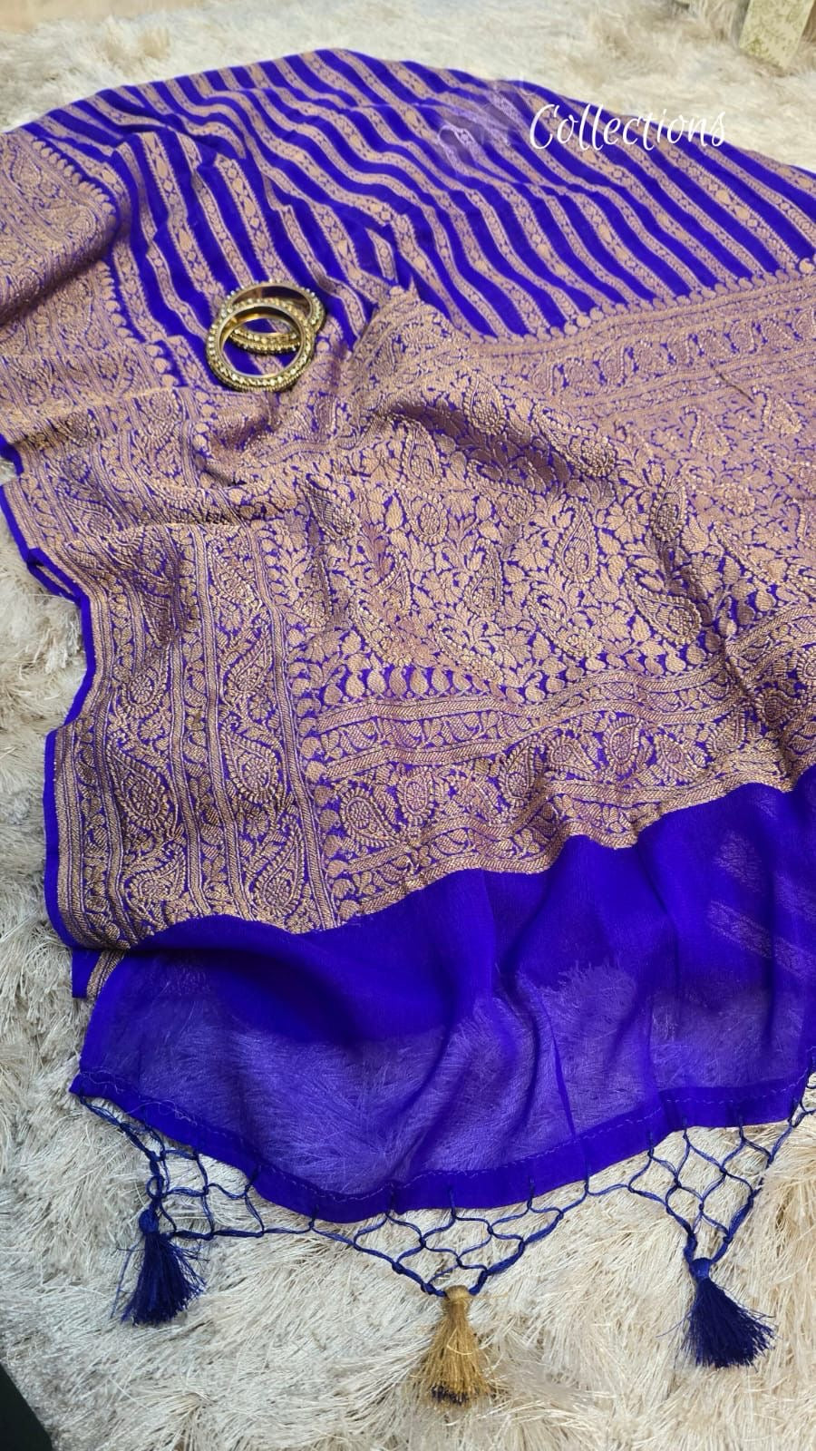 Blue Khaddi georgette saree Indian saree handwoven sari blouse