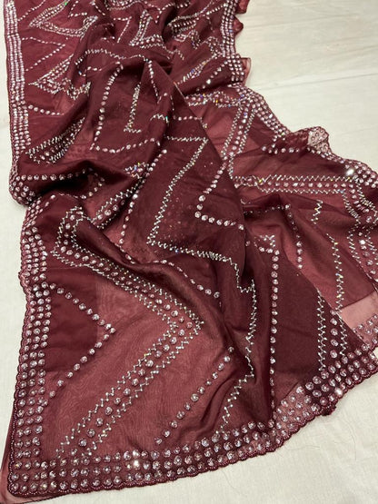 Nishin sequence Organza Saree Indian Saree