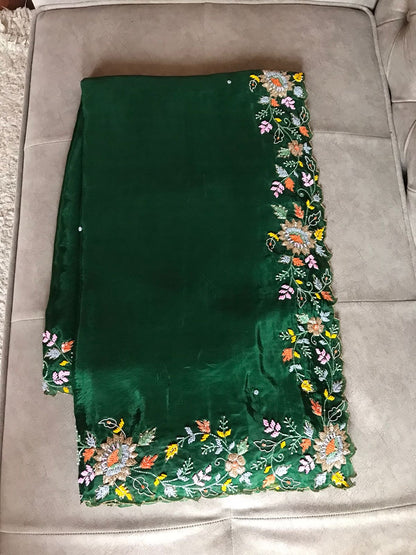 Satin Saree Emerald Saree Premium saree