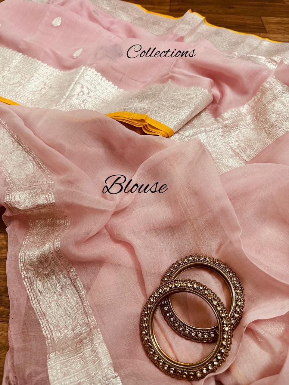 Pink Khaddi Chiffon Saree Banarasi Sarees