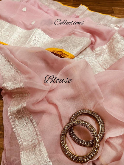 Pink Khaddi Chiffon Saree Banarasi Sarees