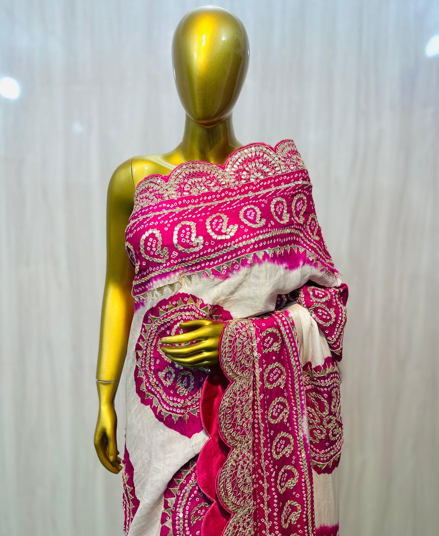 White gajji silk saree wedding sari blouse