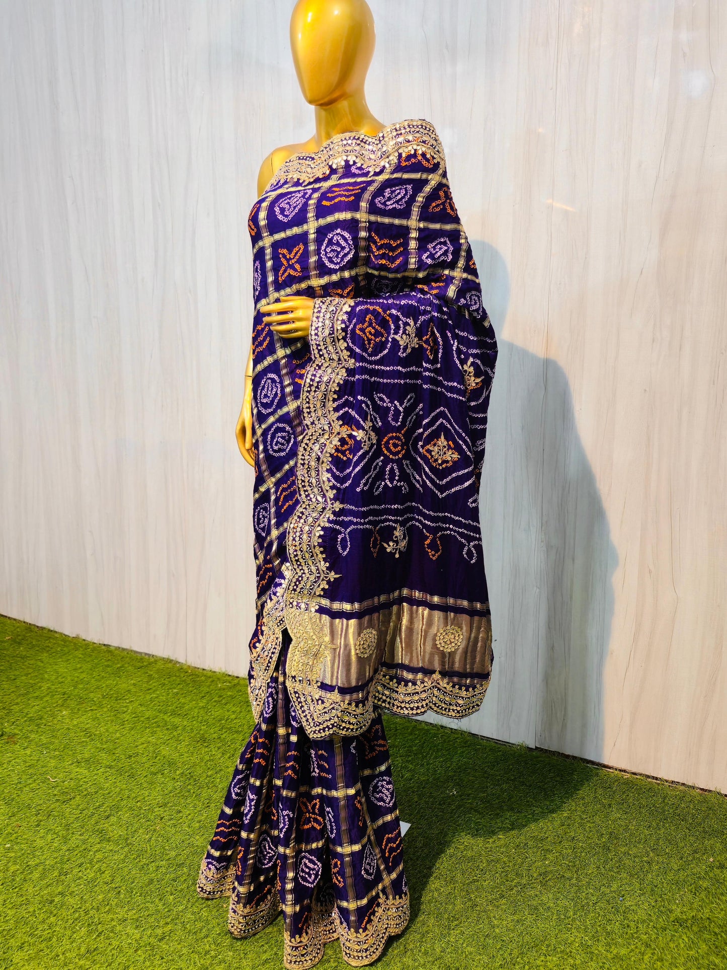 Purple gharchola saree gotta Patti saree Indian traditional sari blouse