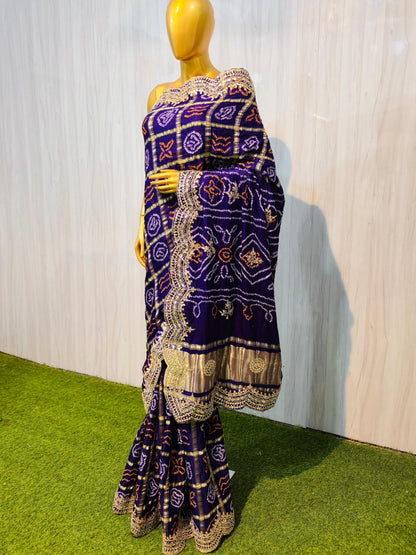 Purple gharchola saree gotta Patti saree Indian traditional sari blouse