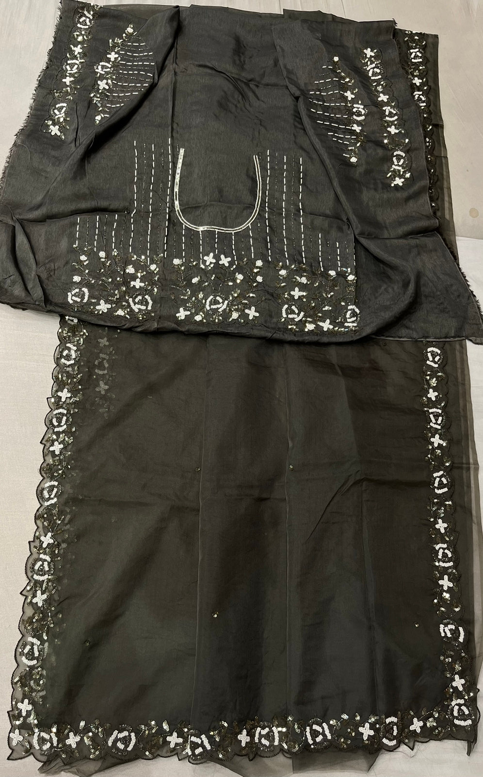 Rabina pearl sequins organza saree beautiful sari