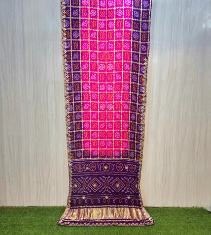 Purple pink Gajji silk saree gharchola saree exclusive sari blouse