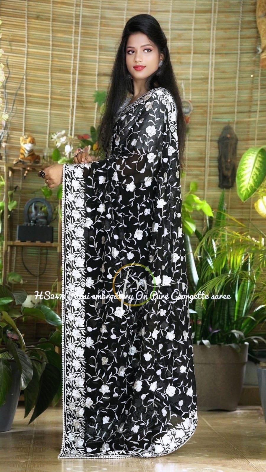 Black Persian inspired embroidery sarees