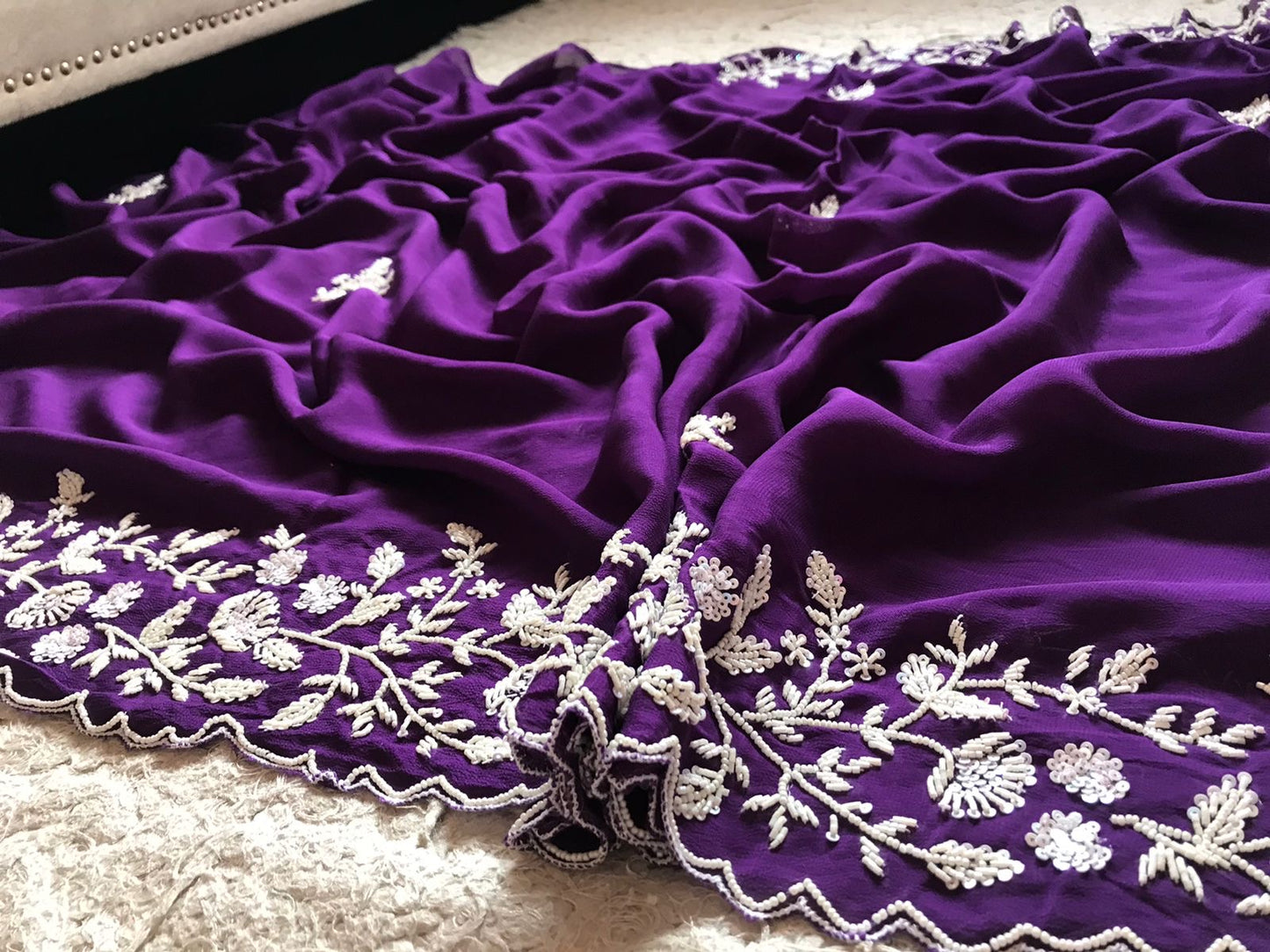 Purple premium elegant beautiful women sarees