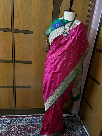 Pink Katan silk saree indian sari