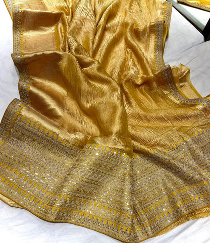 Crush Tissue Saree Kanjeevaram Sarees Indian Global Sari