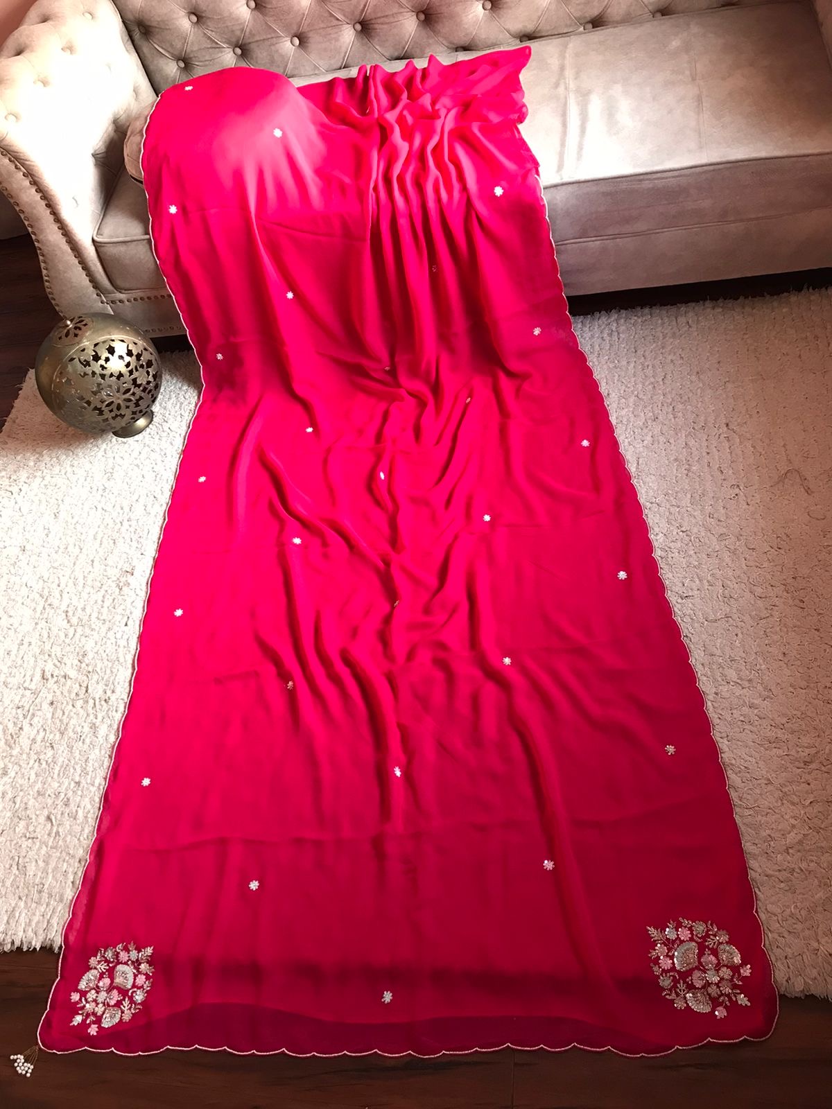 Fuchsia Pink Premium Organza Saree