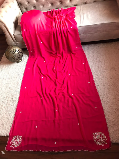 Fuchsia Pink Premium Organza Saree