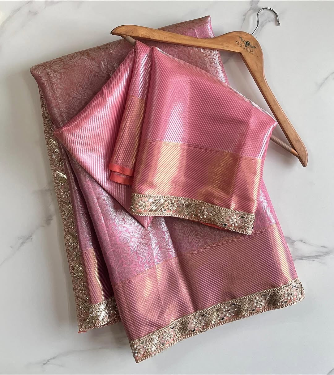 Pink tissue saree Banarsi sarees Indian sari blouse