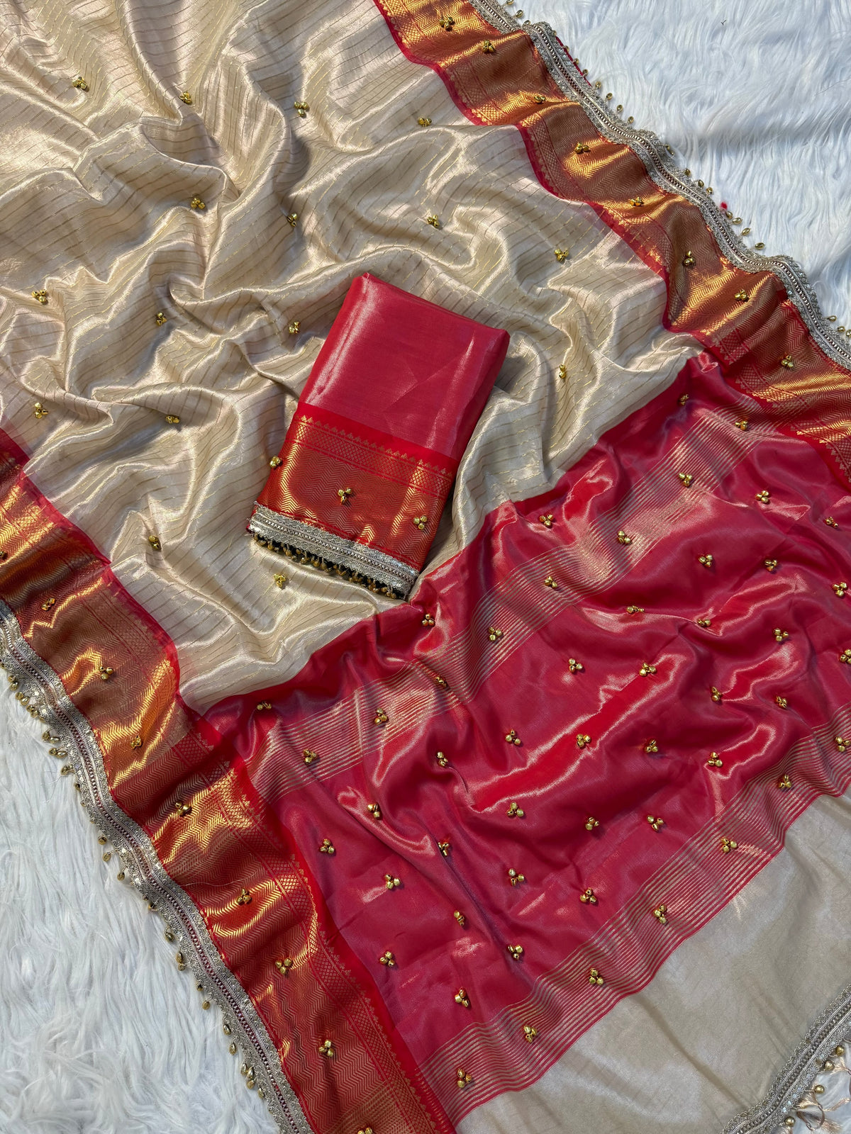 Handmade tissue saree viral ghungroo saree blouse