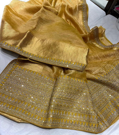 Crush Tissue Saree Kanjeevaram Sarees Indian Global Sari