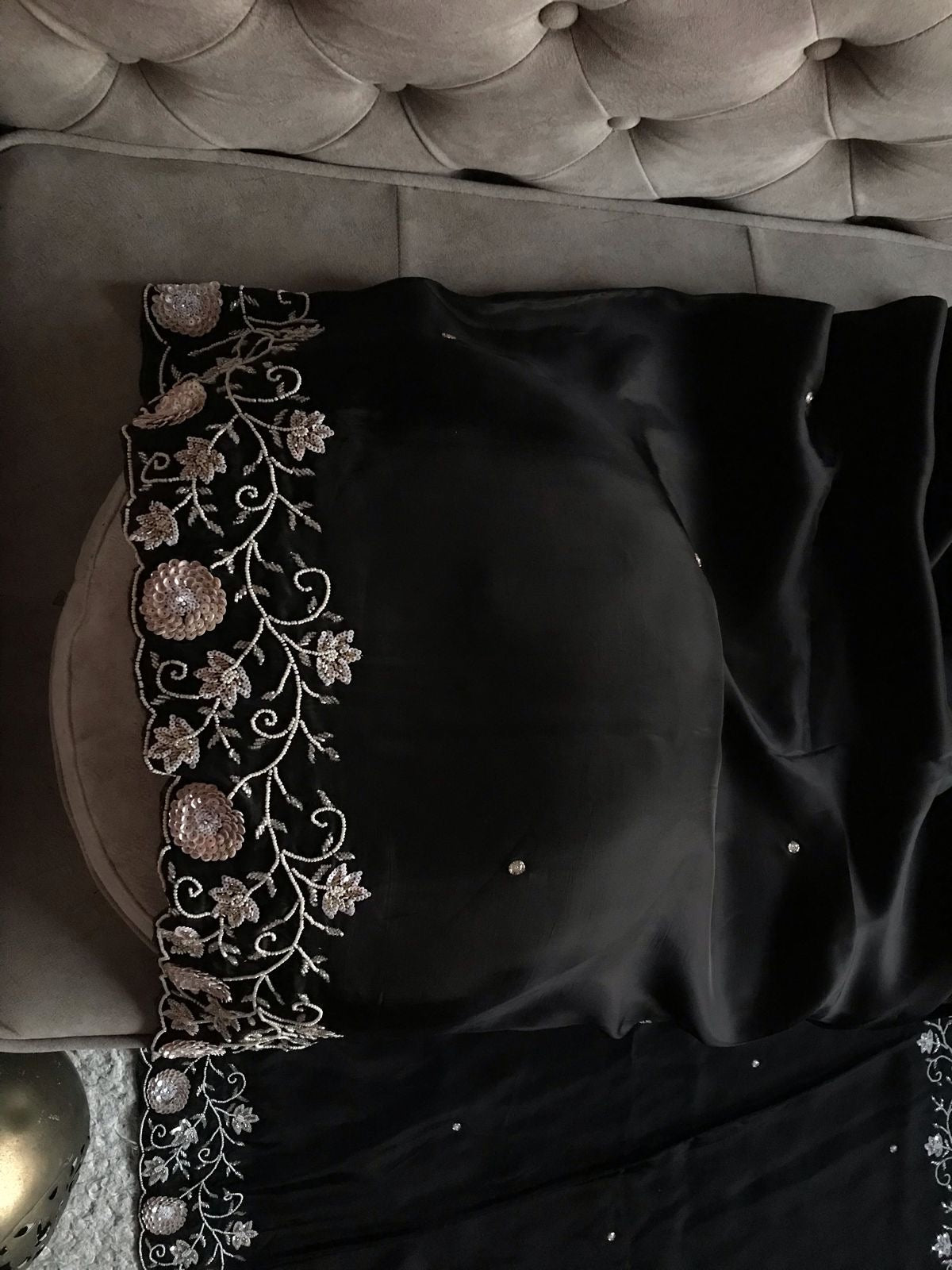 Zahana Black Premium Saree Satin Organza Sari