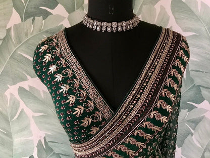 Premium gorgette silk saree handmade sari blouse