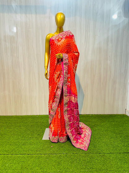 Handmade gajji silk saree gottapatti sari gharchola pallu sari