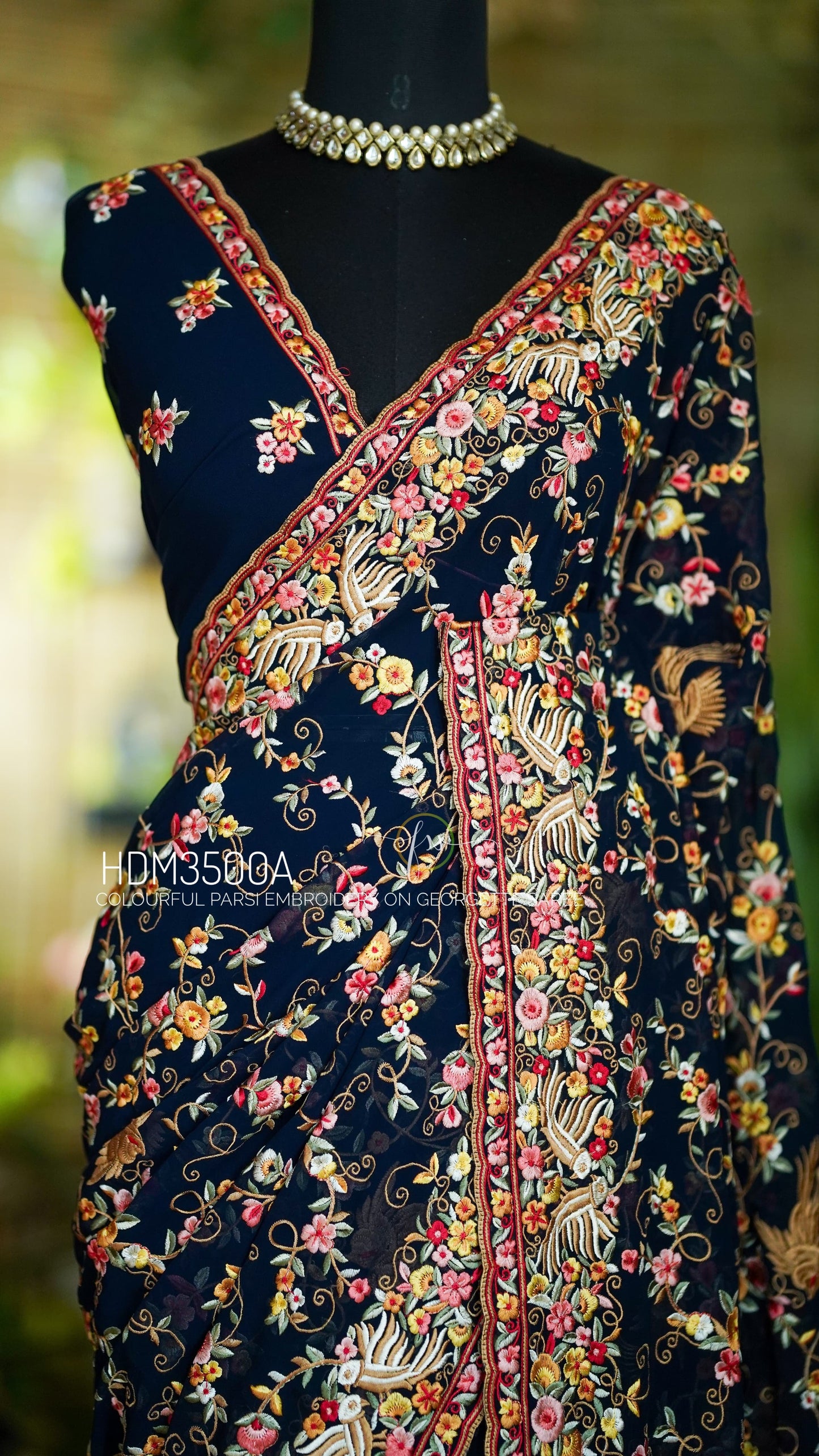 Navish Parsi inspired saree georgette sarees women sari blouse