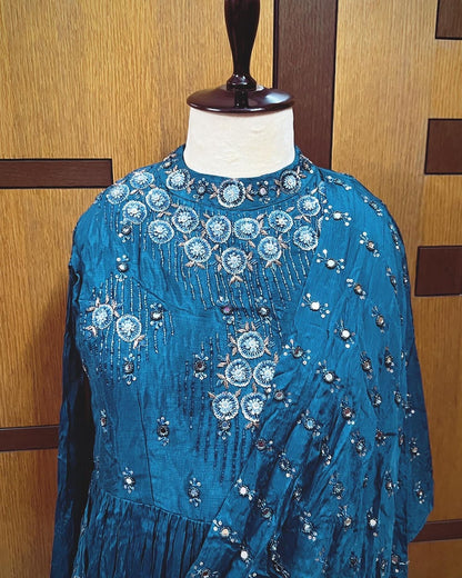 Indowestern blue dress partywear gown