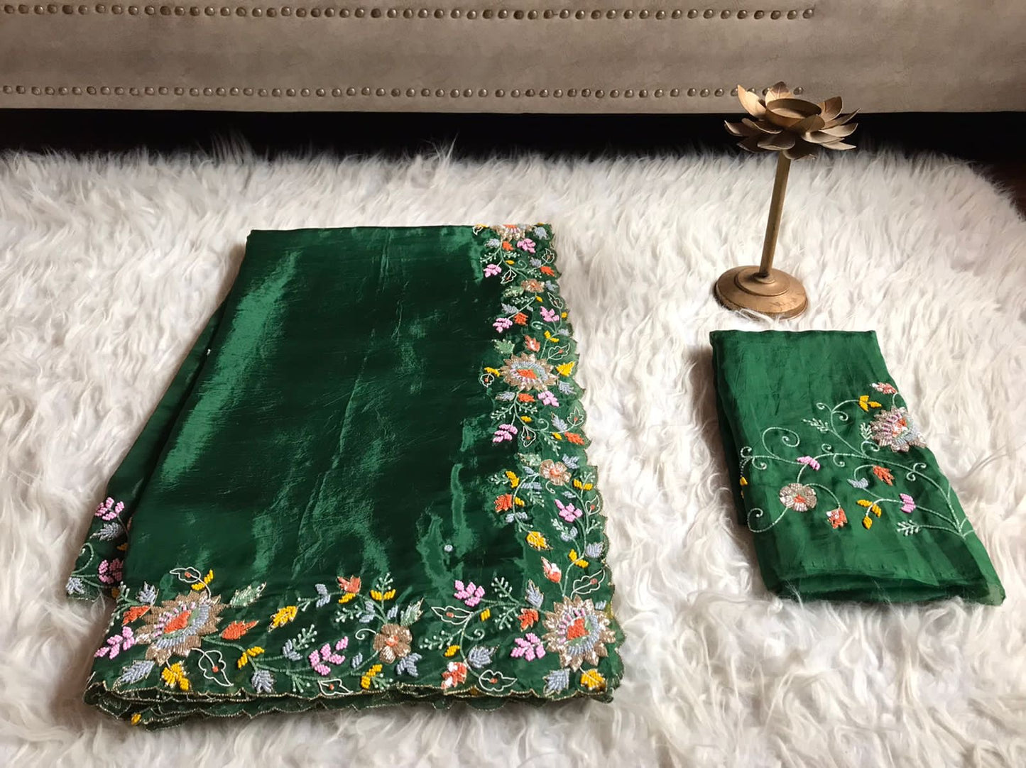 Satin Saree Emerald Saree Premium saree