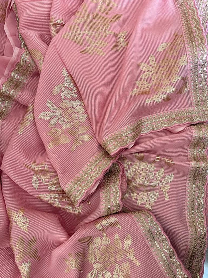 Ravish Sequence Gorgette Saree Partywear Sari