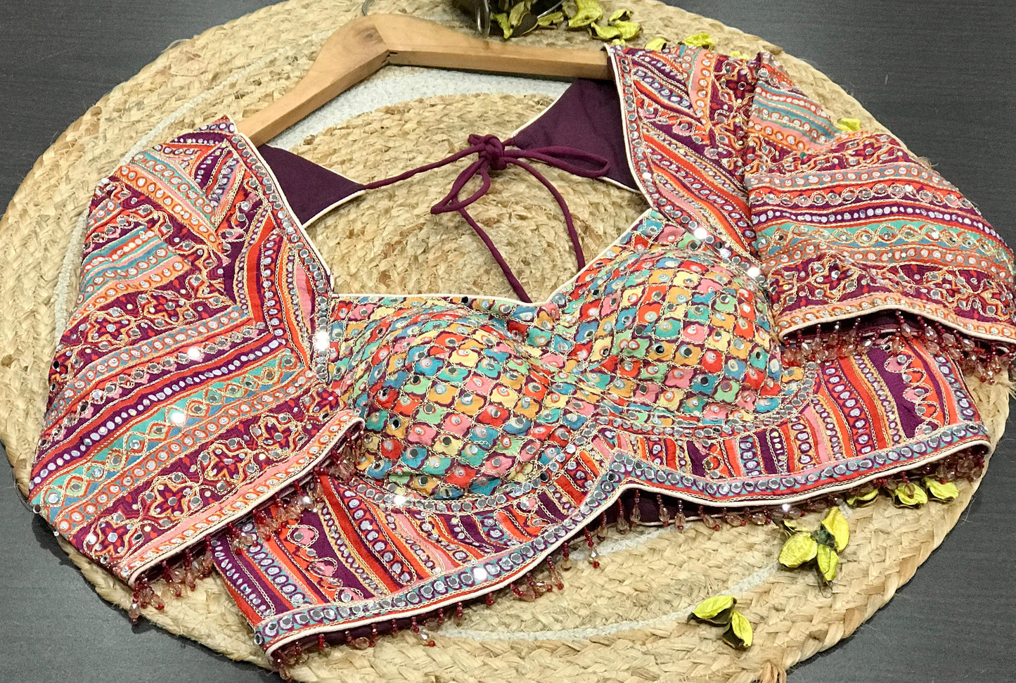 Celebrity inspired saree ajrakh printed sarees women sari readymade blouse