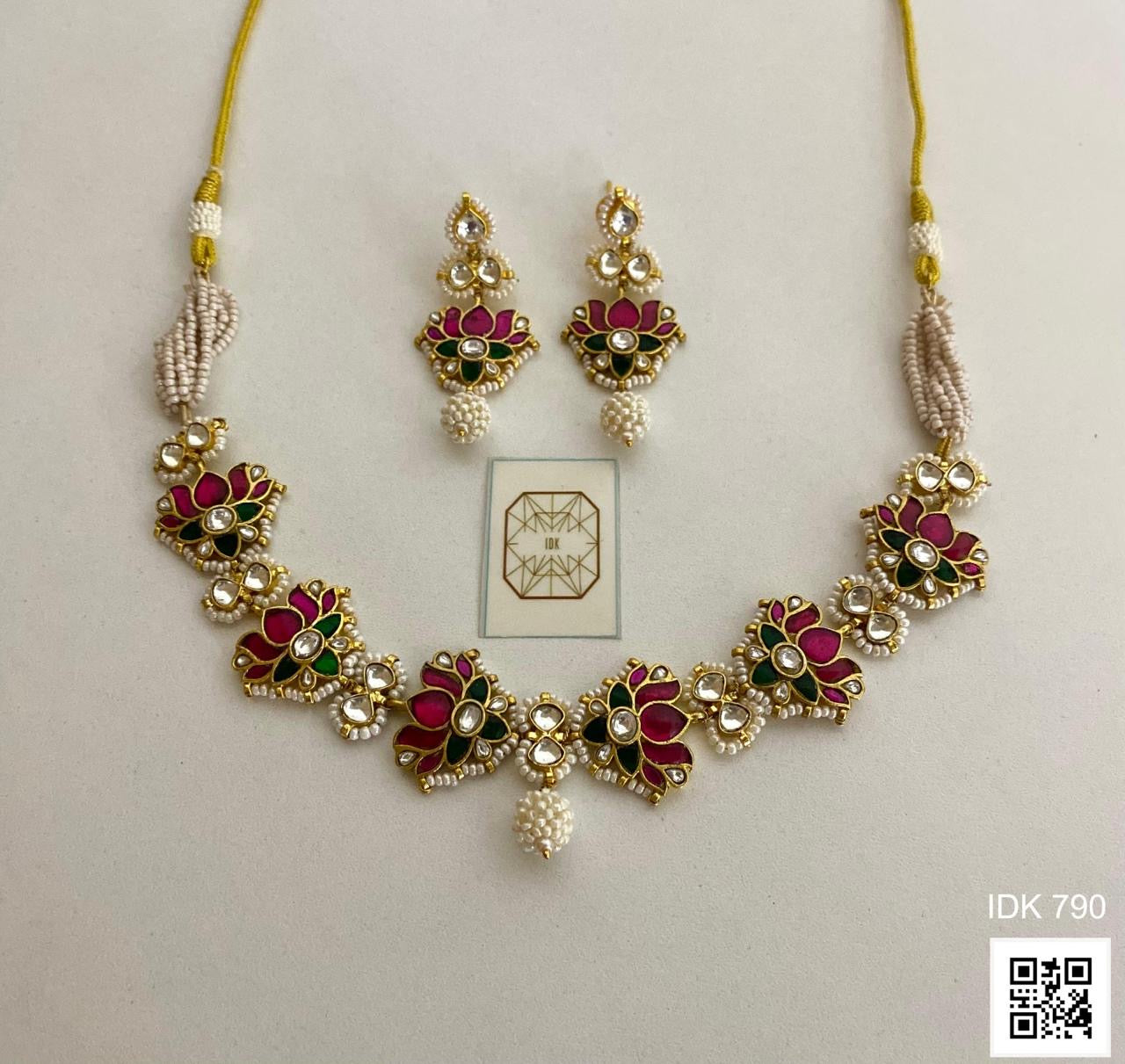 Flower jewellery set Kundan set Indian jewellery