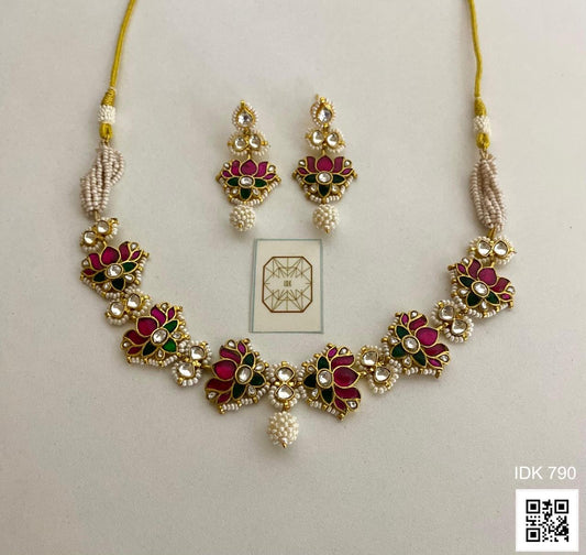 Flower jewellery set Kundan set Indian jewellery