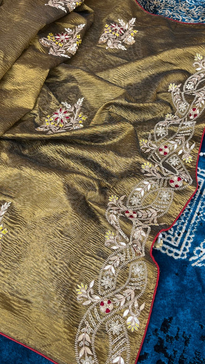 Handloom Crush Tissue saree Zari sarees