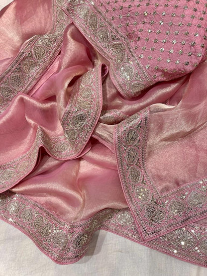 Inisha tissue Partywear saree women sari