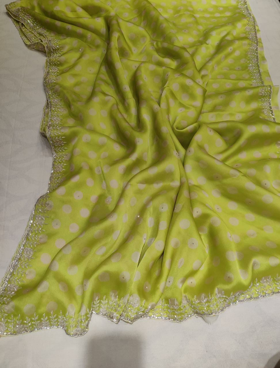 Polka dot inspired organza saree