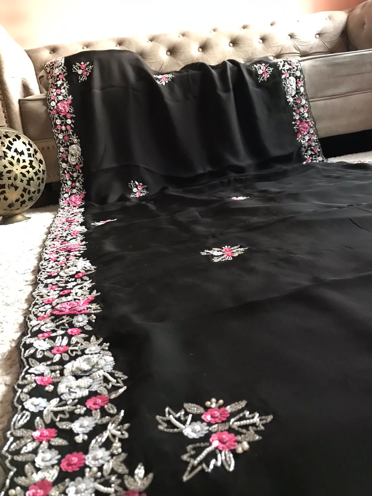 Black Hot Sarees Women Sari Wedding Sari Partywear Sari