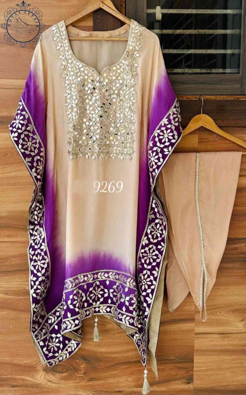 Silk designer kaftan set Partywear kaftan set traditional kaftan