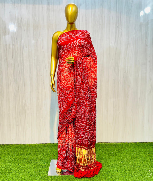 Rai bandhani saree gajji silk sarees Indian sari blouse