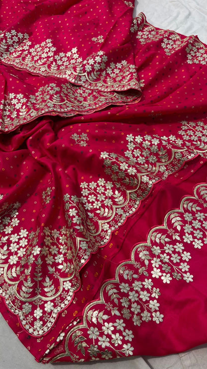 Munga Gottapatti Saree Bandhani saree