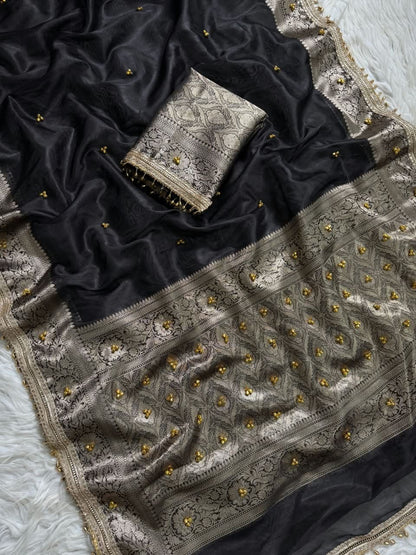 Black beauty saree ghungroo saree Partywear sari blouse