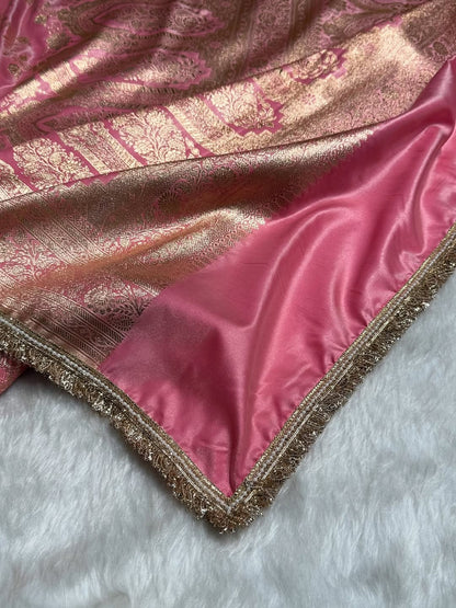 Pink Banarsi saree mashru Katan silk saree Indian sarees blouse