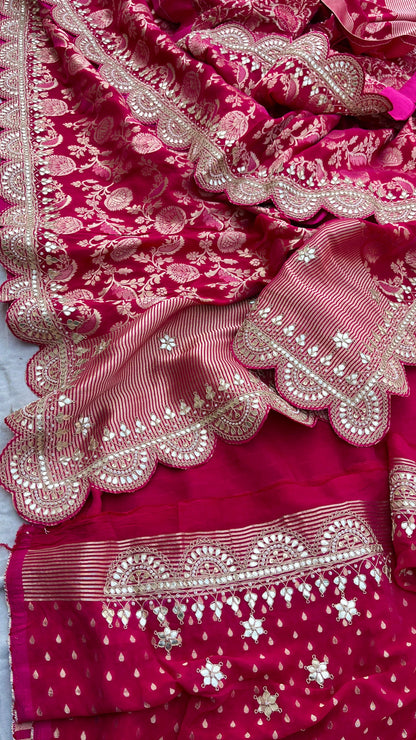 Umesha Khaddi gorgette saree Indian wedding sari blouse