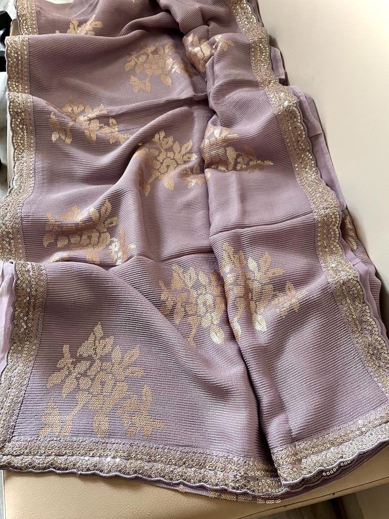 Ravish Sequence Gorgette Saree Partywear Sari