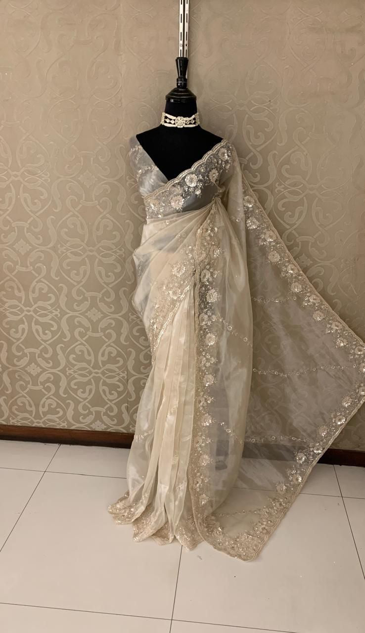 Ruhmani saree organza partywear sarees