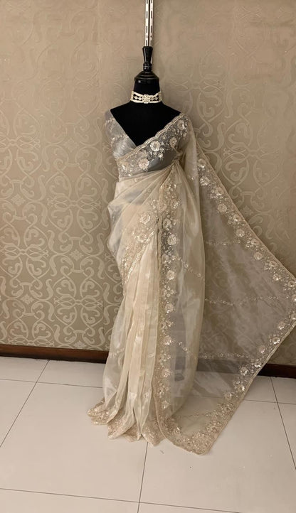 Ruhmani saree organza partywear sarees