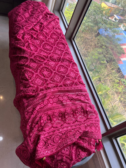 Avesha Chikankari saree Gorgette saree blouse