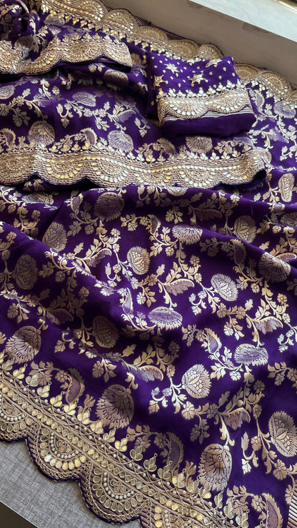 Umesha Khaddi gorgette saree Indian wedding sari blouse