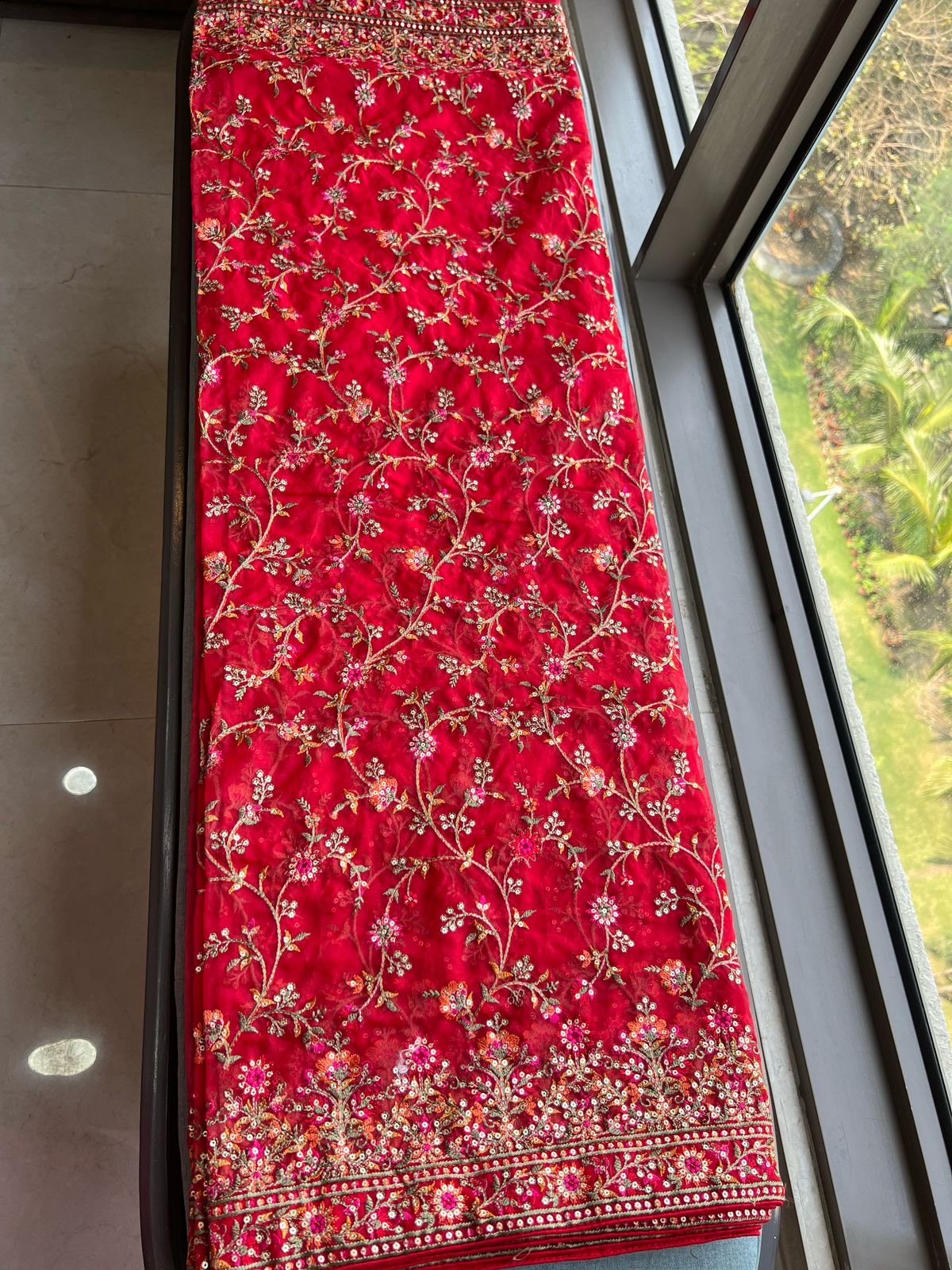 Red Resham saree bridal inspired sari blouse