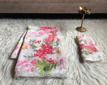 White Floral Saree Beautiful Partywear Sarees